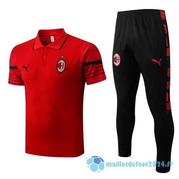 Nouveau Ensemble Complet Polo AC Milan 2022 2023 Rouge Noir