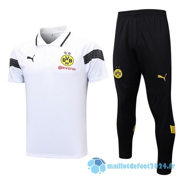 Nouveau Ensemble Complet Polo Borussia Dortmund 2023 2024 Blanc Noir