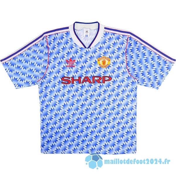 Nouveau Exterieur Maillot Manchester United Retro 1990 1992 Bleu