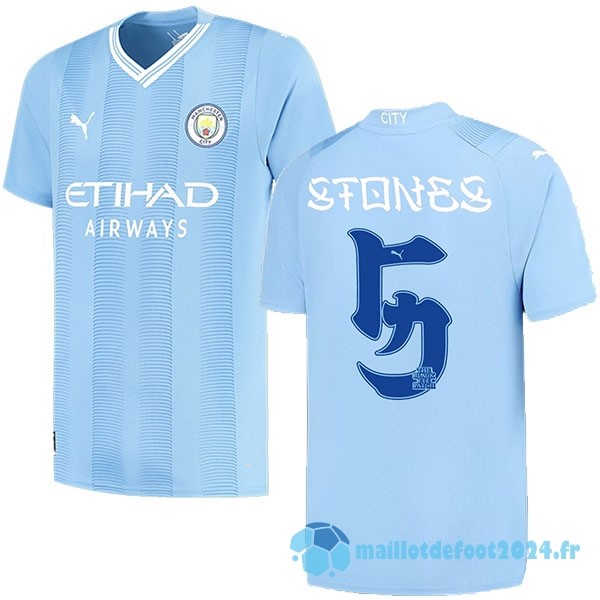 Nouveau NO.5 Stones Domicile Maillot Manchester City 2023 2024 Bleu