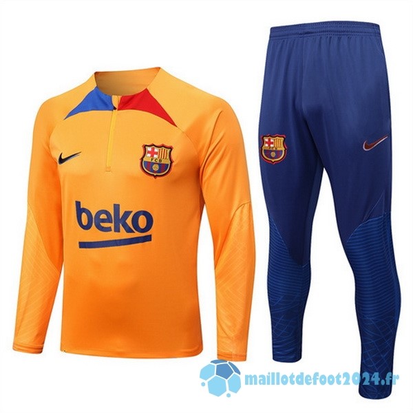 Nouveau Survêtements Barcelona 2022 2023 Orange Bleu