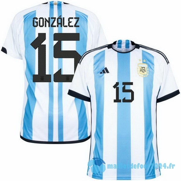 Nouveau Thailande NO.15 González Domicile Maillot Argentine 2022 Bleu
