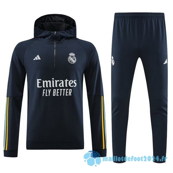 Nouveau Veste Con Capucha Real Madrid 2023 2024 Bleu Marine Jaune