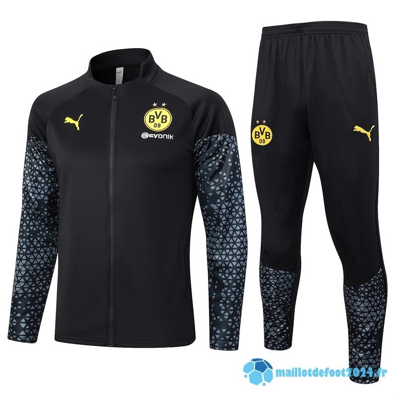 Nouveau Ensemble Complet Ensemble Complet longue fermeture éclair vêtements De Sport Borussia Dortmund 2023 2024 Noir Gris
